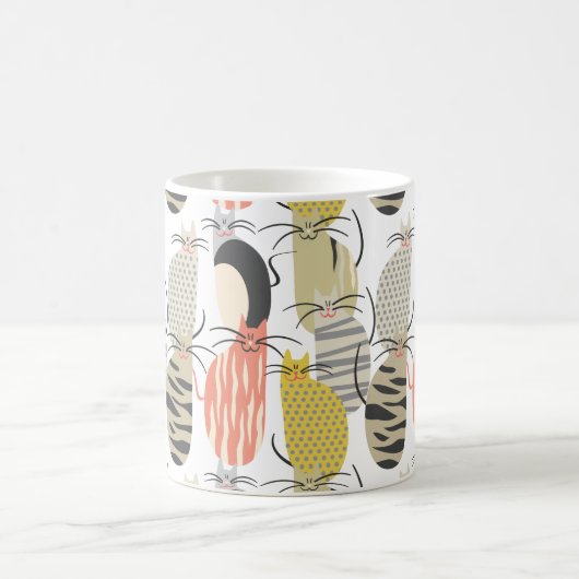 Happy Cats Whimsical Pattern Kaffeetasse (Mittel)