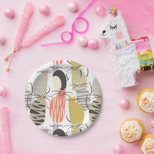 Happy Cats Whimsical Pattern Pappteller (Party)