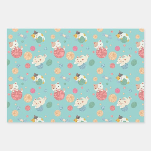 Happy Cats Wrapping Paper Geschenkpapier Set (Vorderseite 2)