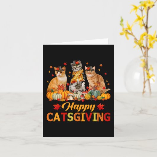 Happy Catsgiving Cat Lovers Herbst Herbst Vibes al Karte (Gelbe Blume)