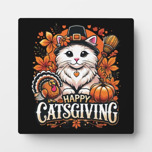 Happy Catsgiving - Erntedank Cat Celebration Fotoplatte (Vorderseite)