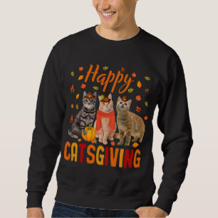Happy Catsgiving Niedlich Erntedank Cat Wears Pilg Sweatshirt