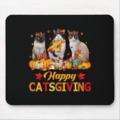 Happy Catsgiving Siamese Katze Herbst Fall Vibes T Mousepad (Vorne)