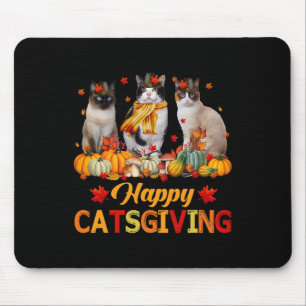 Happy Catsgiving Siamese Katze Herbst Fall Vibes T Mousepad