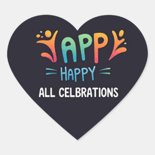 Happy Celebration Herz-Aufkleber