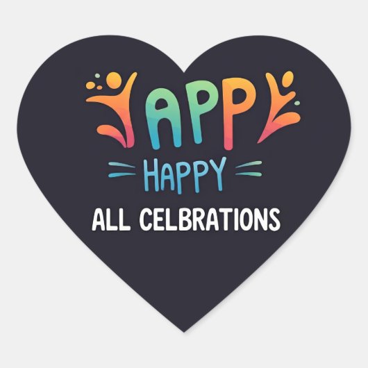 Happy Celebration Herz-Aufkleber (Vorderseite)