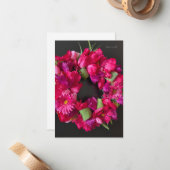 Happy Celebration - Hot Pink Floral Kranz Mitteilungskarte (Vorderseite/Rückseite Beispiel)