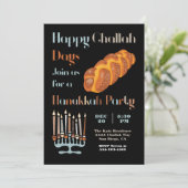 Happy Challah Day Hanukkah Party Einladung (Stehend Vorderseite)