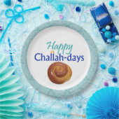 Happy Challah-Days Aqua Brocade Papierplatte Pappteller (Party)