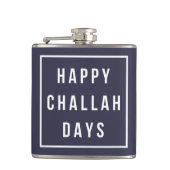 Happy Challah Days | Blau und Weiß Funny Hanukkah Flachmann (Vorderseite)