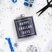 Happy Challah Days | Blau und Weiß Funny Hanukkah Flachmann