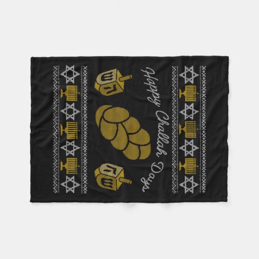 Happy Challah Days Fleecedecke (Vorderseite (Horizontal))