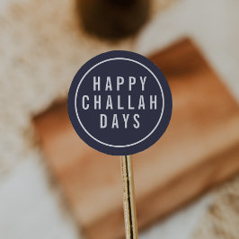 Happy Challah Days Funny Blue & White Holiday Runder Aufkleber