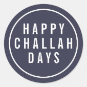 Happy Challah Days Funny Blue & White Holiday Runder Aufkleber (Vorderseite)