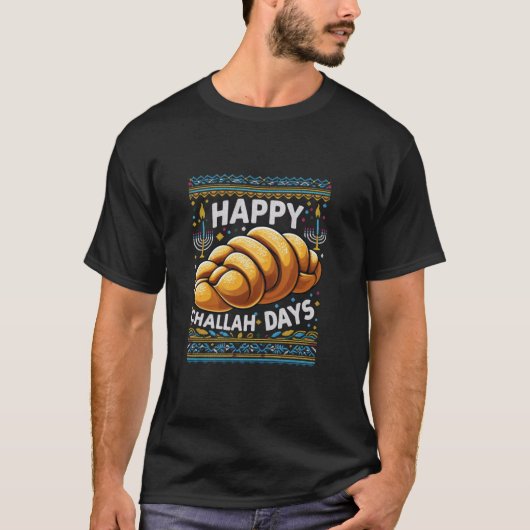 Happy Challah Days Funny Hanukkah Ugly Sweater Fun T-Shirt (Vorderseite)
