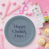 Happy Challah Days Hanukkah Blue Minimalistisch  Pappteller (Party)