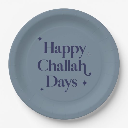  Happy Challah Days Hanukkah Blue Minimalistisch  Pappteller (Vorderseite)