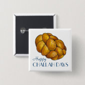Happy Challah Days Hanukkah Chanukah Brot Loaf Button (Vorne & Hinten)