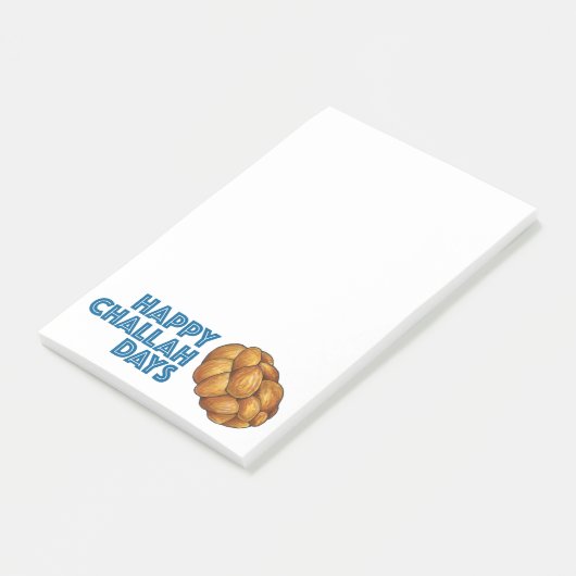 Happy Challah Days Hanukkah Chanukah Brot Loaf Post-it Klebezettel (angewinkelt)