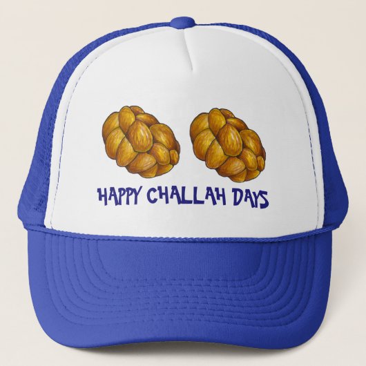 Happy Challah Days Hanukkah Chanukah Holiday Loaf Truckerkappe (Vorderseite)