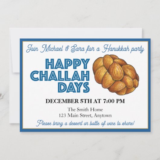 Happy Challah Days Hanukkah Party Jüdische Feierta Einladung (Vorderseite)