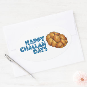Happy Challah Days Holidays Hanukkah Chanukah Ovaler Aufkleber