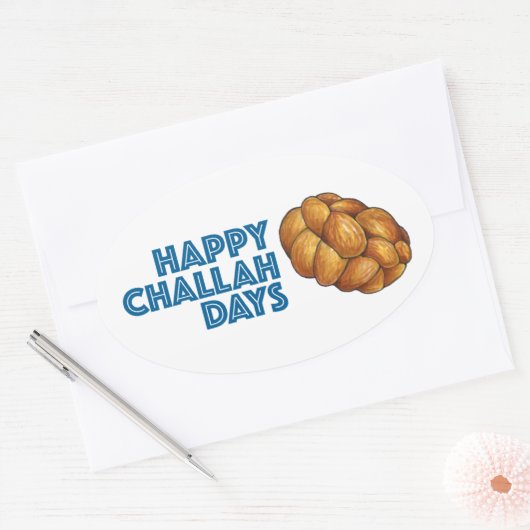 Happy Challah Days Holidays Hanukkah Chanukah Ovaler Aufkleber (Umschlag)