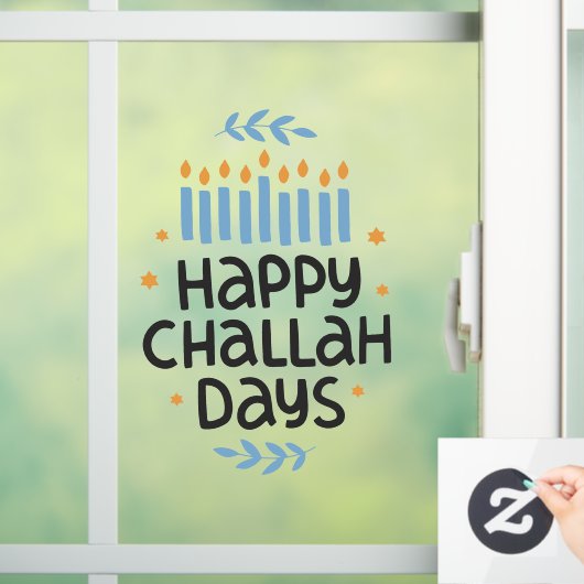 Happy Challah Days Menorah Fensteraufkleber (Zuhause)