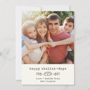Happy Challah Days Modernes Hanukkah Trendy Foto Feiertagskarte