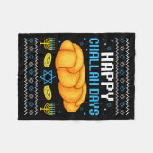 Happy Challah Days Ugly Christmas Hanukkah  Fleecedecke (Vorderseite (Horizontal))