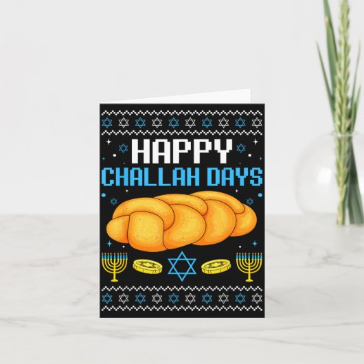 Happy Challah Days Ugly Christmas Hanukkah Karte (Vorderseite)