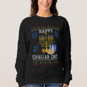 Happy Challah Days Ugly Hanukkah Sweater Men Boy Sweatshirt (Vorderseite)