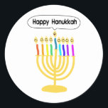 Happy Channukah Menora / Chanukia Runder Aufkleber<br><div class="desc">hanuka,  hannuka,  hannukah,  hanukah,  hannukkah,  hanukkah,  chanukka,  Channukka,  chanukah,  chanukkah,  chanukkah chanukia,  chanukkia,  chanukia,  hanukkia,  menora,  mennora Urlaub ,  Ferien,  Juden,  Judentum,  "glückliche hanukkah,  glückliches Gesicht",  Candelabra, </div>