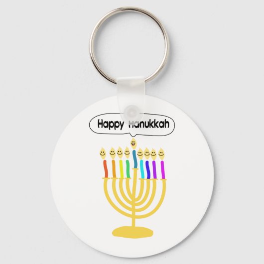 Happy Channukah Menora / Chanukia Schlüsselanhänger (Vorderseite)