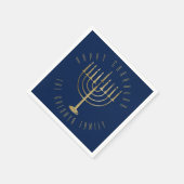 Happy Chanukah Blue Gold Menorah Holiday Serviette (Ecke)