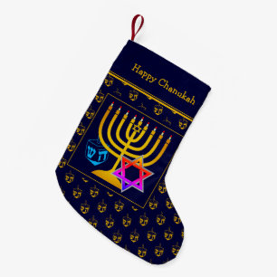 HAPPY CHANUKAH   Dreidel   Menorah   Davidstern Kleiner Weihnachtsstrumpf