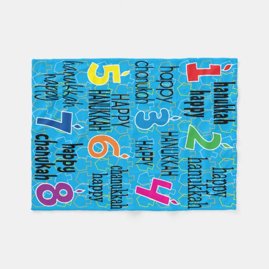 Happy Chanukah Fleece Blanket (Vorderseite (Horizontal))