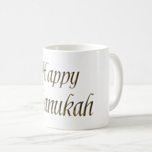 Happy Chanukah Hanukkah Gold Typografie Elegant Kaffeetasse (VorderseiteRechts)