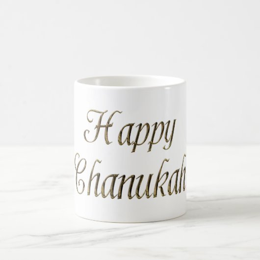 Happy Chanukah Hanukkah Gold Typografie Elegant Kaffeetasse (Mittel)