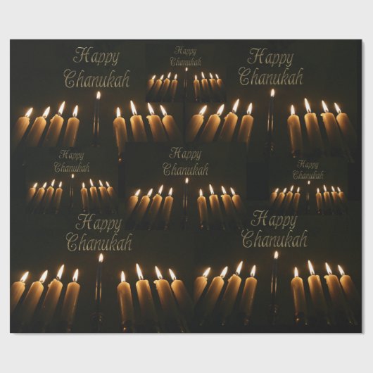 Happy Chanukah Hanukkah Lamp Menorah Lights Candle Geschenkpapier (Flach)