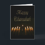 Happy Chanukah Hanukkah Menorah Lights Candles Feiertagskarte<br><div class="desc">Happy Chanukah Hanukkah Lamp Menorah Candelabrum with Nine Branches Lit Candles Jewish Festival of Lights Celebration Greeting Card,  Text,  With Love The Kaplan Family,  you can change the name</div>