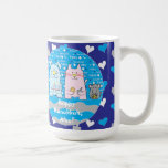 Happy Chanukah/Hanukkah PETS Blue Tasse<br><div class="desc">Happy Chanukah/Hanukkah PETS, blaue Tasse für Chanukah/Hanukkah Geschenk geben. Löschen Sie "Happy Hanukkah, Alec!" und durch Ihre Worte ersetzen. Passen Sie Ihren Schriftart mit Stil, Größe, Farbe und Wortlaut an, um die Tasse zu personalisieren! Für zusätzlichen Spaß, fügen Sie ein paar dreiköpfige und goldene Schokoladengelt in die Tasse, verpacken Sie...</div>