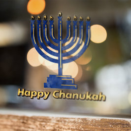 Happy Chanukah Menorah Fensteraufkleber