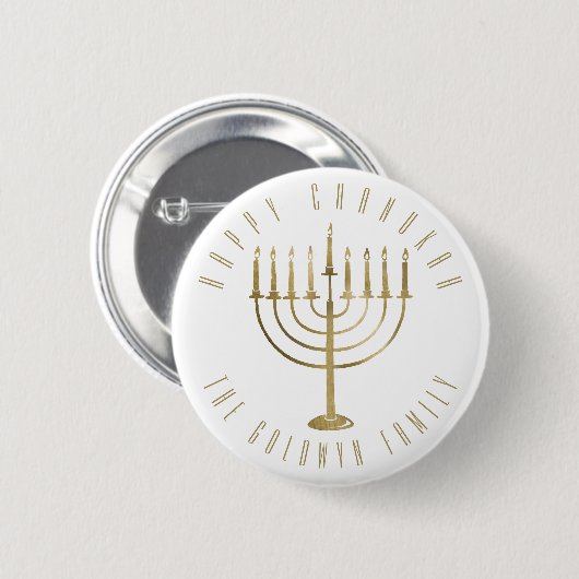 Happy Chanukah Menorah Holiday Button (Vorne & Hinten)