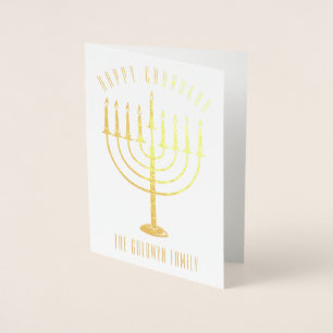 Happy Chanukah Menorah Holiday Folienkarte