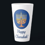 Happy Chanukah! Menorah Milchtasse<br><div class="desc">Happy Chanukah! Menorah Latte Tasse Bearbeiten Text zu personalisieren</div>