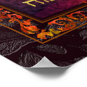 Happy Chanukah Menorah Orange Rotes Barock Gemälde Poster (Ecke)