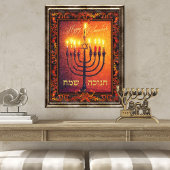 Happy Chanukah Menorah Orange Rotes Barock Gemälde Poster