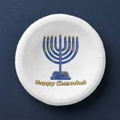 Happy Chanukah Menorah Pappteller