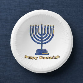 Happy Chanukah Menorah Pappteller